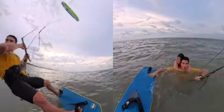 VÍDEO: kitesurfista resgata adolescente em praia de São Luís