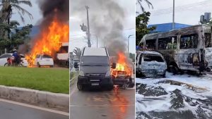 VÍDEO: Motorista colide contra van e ambos pegam fogo