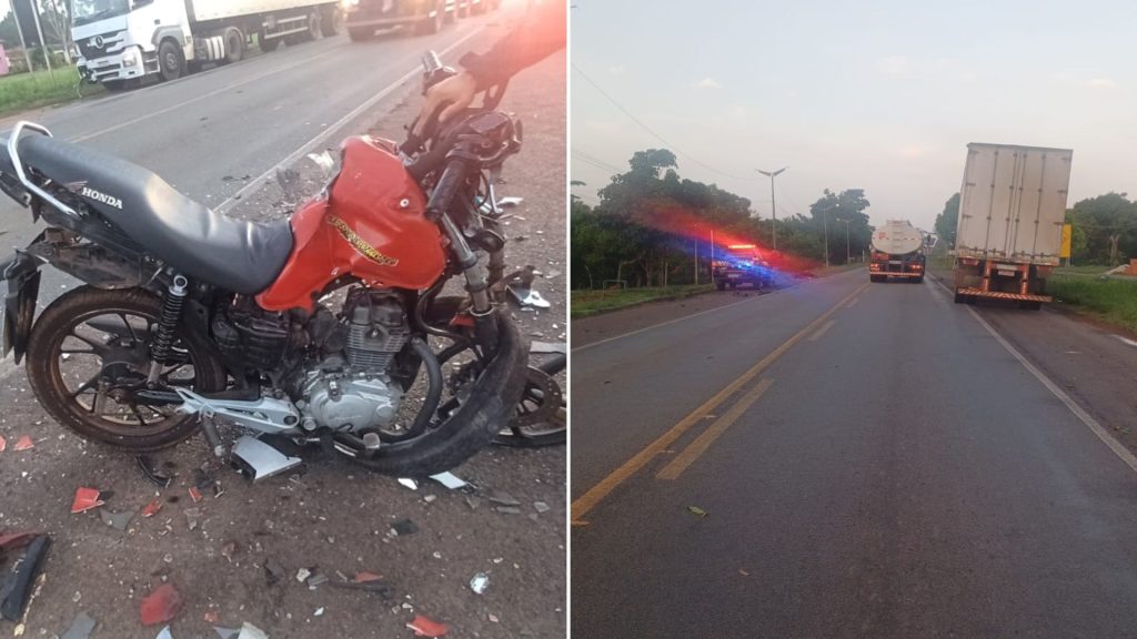 Motociclista morre após colidir em carreta na BR-135