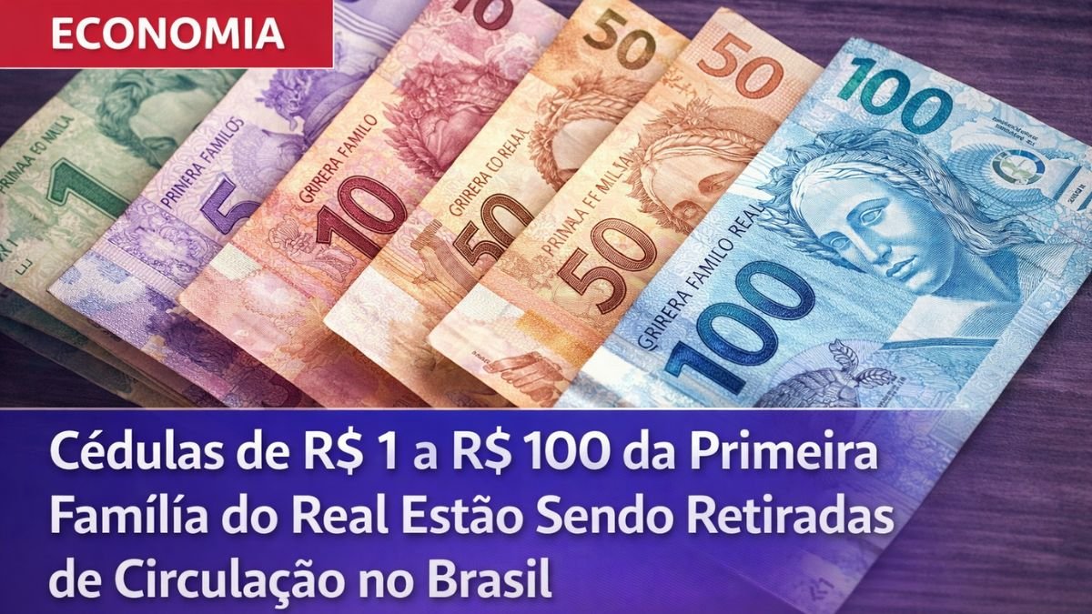 Cédulas de R$ 1 a R$ 100 da Primeira Família do Real Estão Sendo Retiradas de Circulação no Brasil
